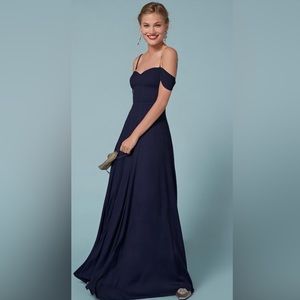Reformation poppy navy blue maxi off the should sweetheart neckline gown